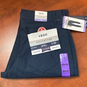 Izod Men's Advantage Performance Pants Straight Fit 30X36 Navy Heather